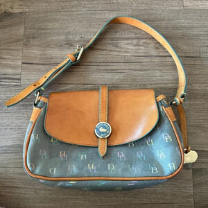 Y2K 2000s Dooney & Bourke Leather flap rainbow monogram mini shoulder bag